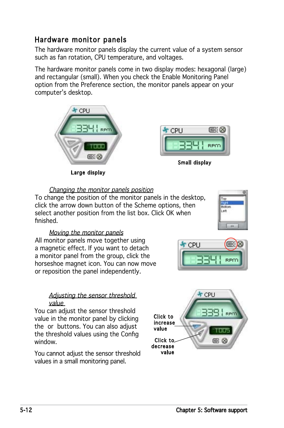 Hardware monitor panels | Asus M2N4-SLI User Manual | Page 116 / 138