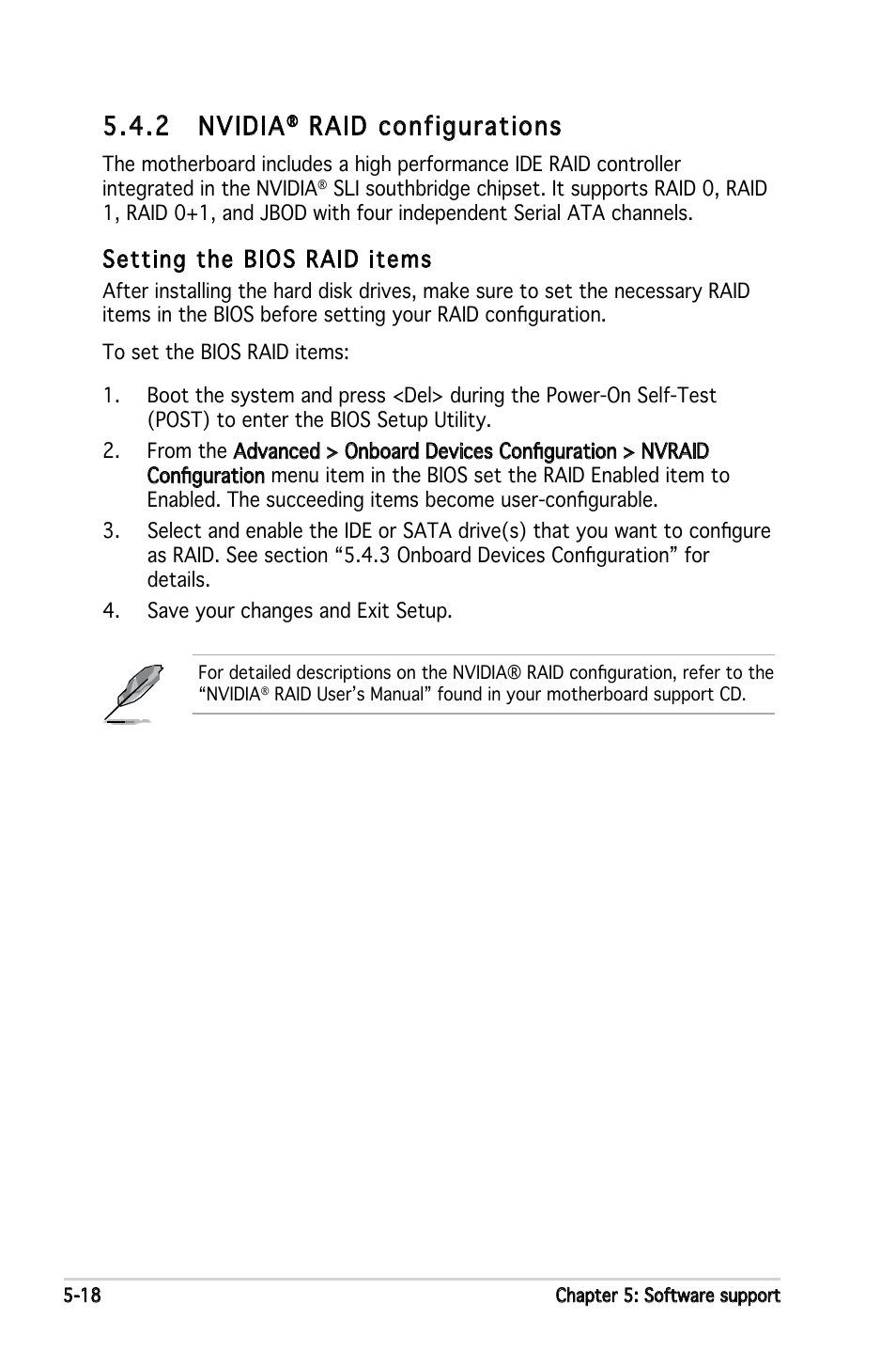 2 nvidia, Raid configurations, Setting the bios raid items | Asus M2N4-SLI User Manual | Page 122 / 138