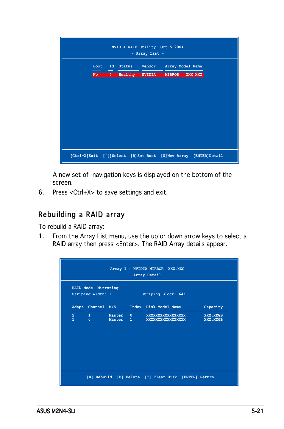 Rebuilding a raid array | Asus M2N4-SLI User Manual | Page 125 / 138