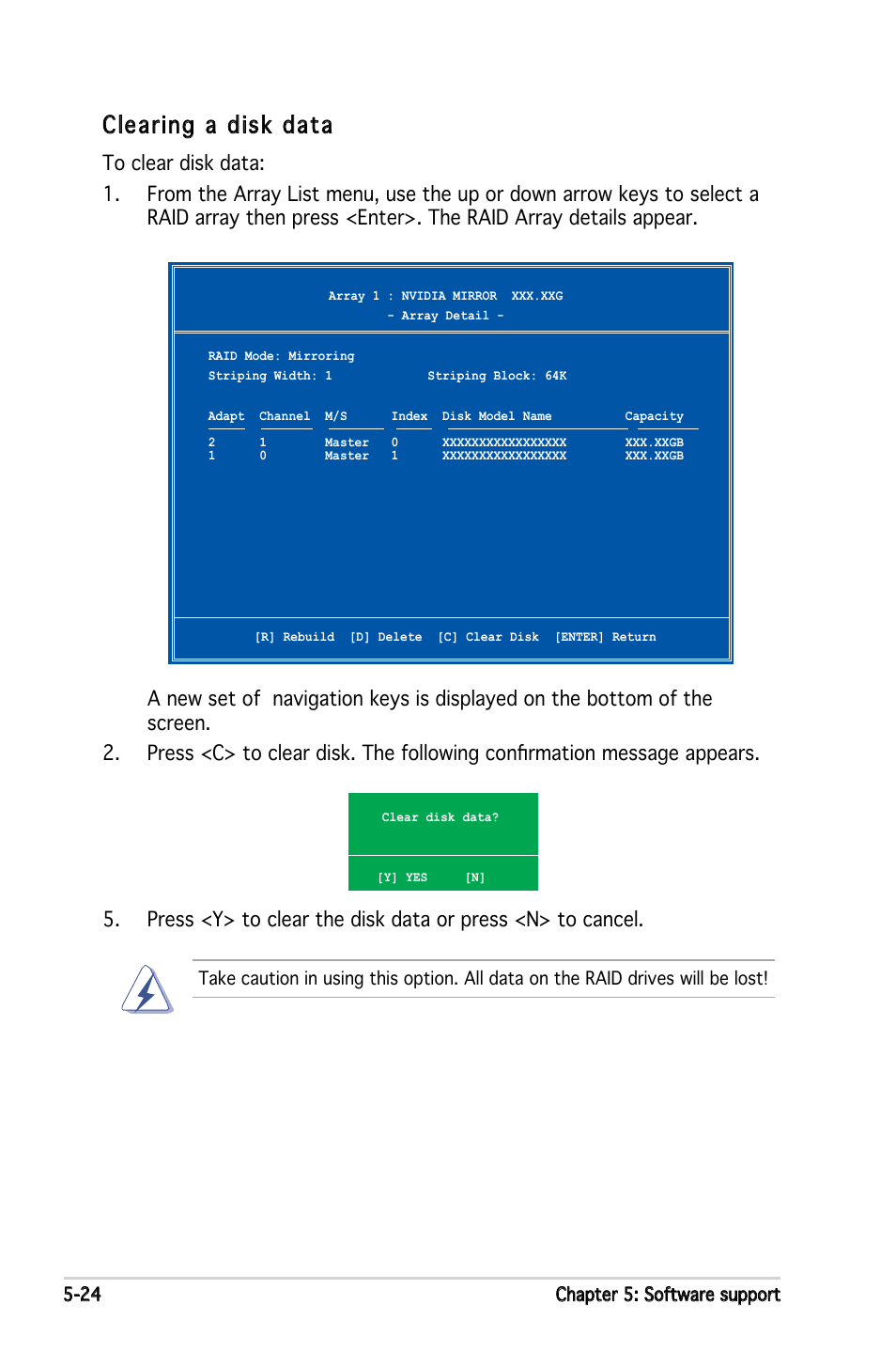 Clearing a disk data | Asus M2N4-SLI User Manual | Page 128 / 138