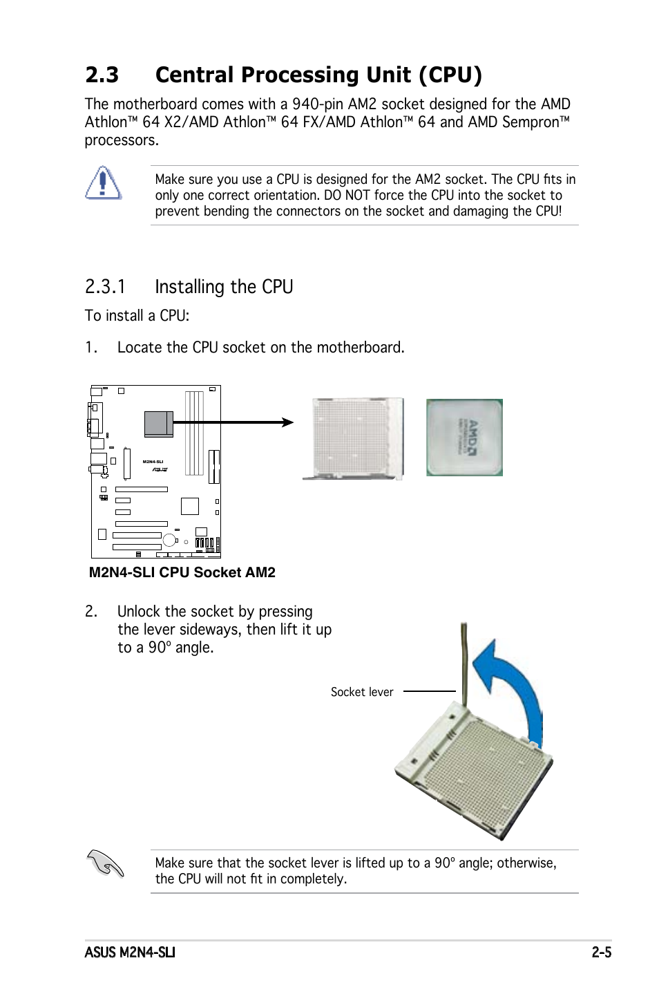 3 central processing unit (cpu), 1 installing the cpu | Asus M2N4-SLI User Manual | Page 25 / 138