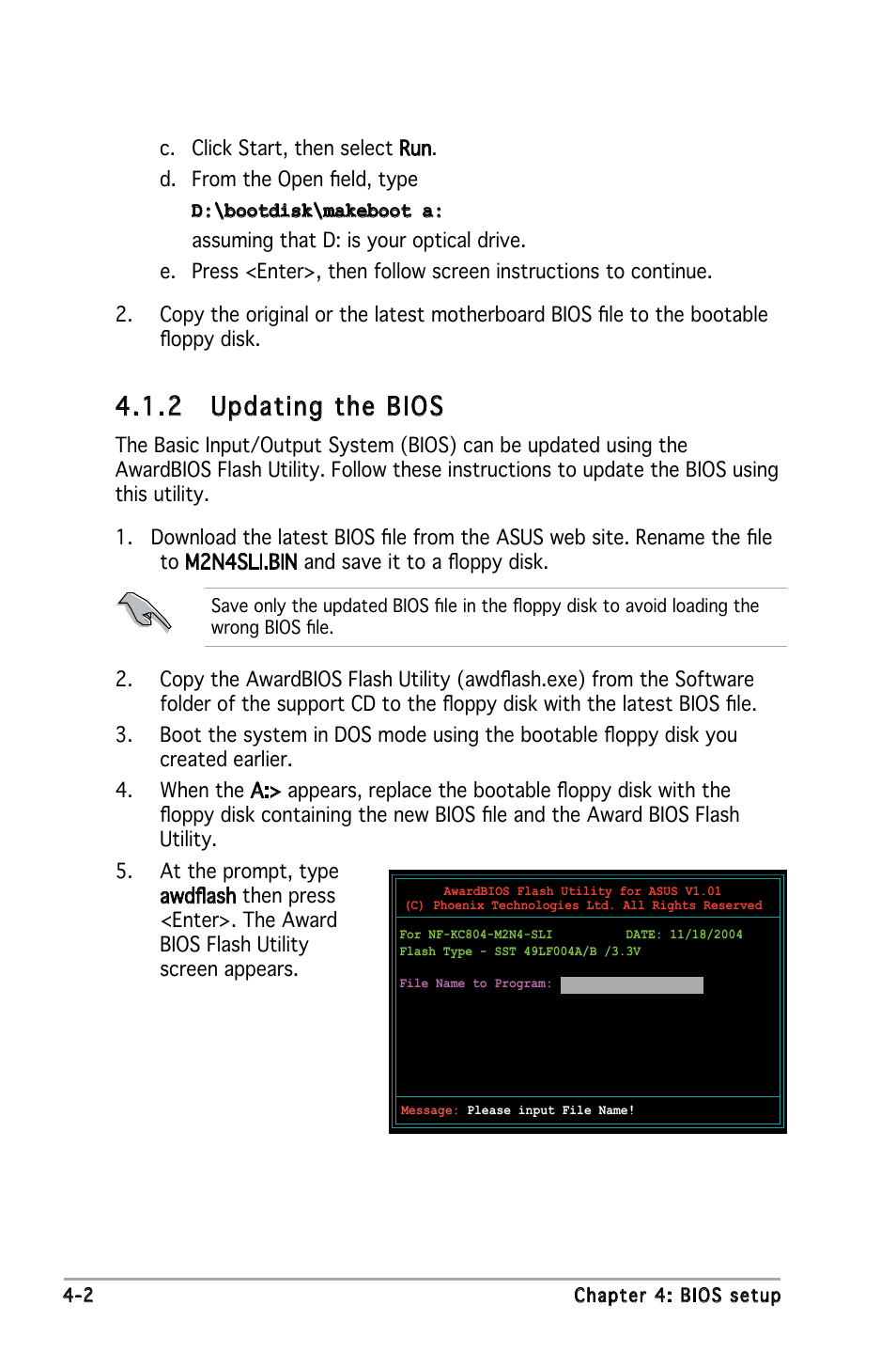 2 updating the bios | Asus M2N4-SLI User Manual | Page 59 / 138