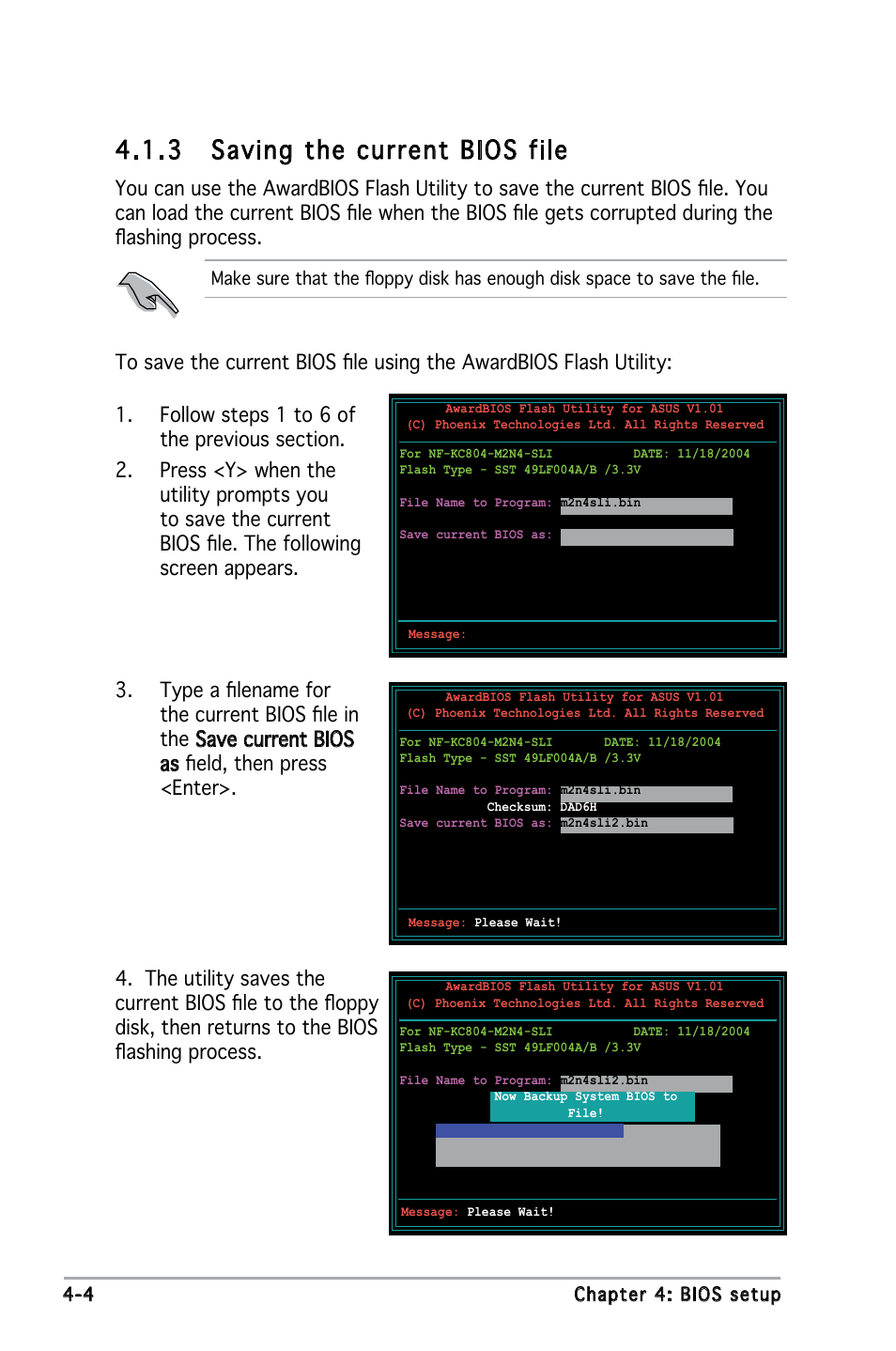 3 saving the current bios file | Asus M2N4-SLI User Manual | Page 61 / 138