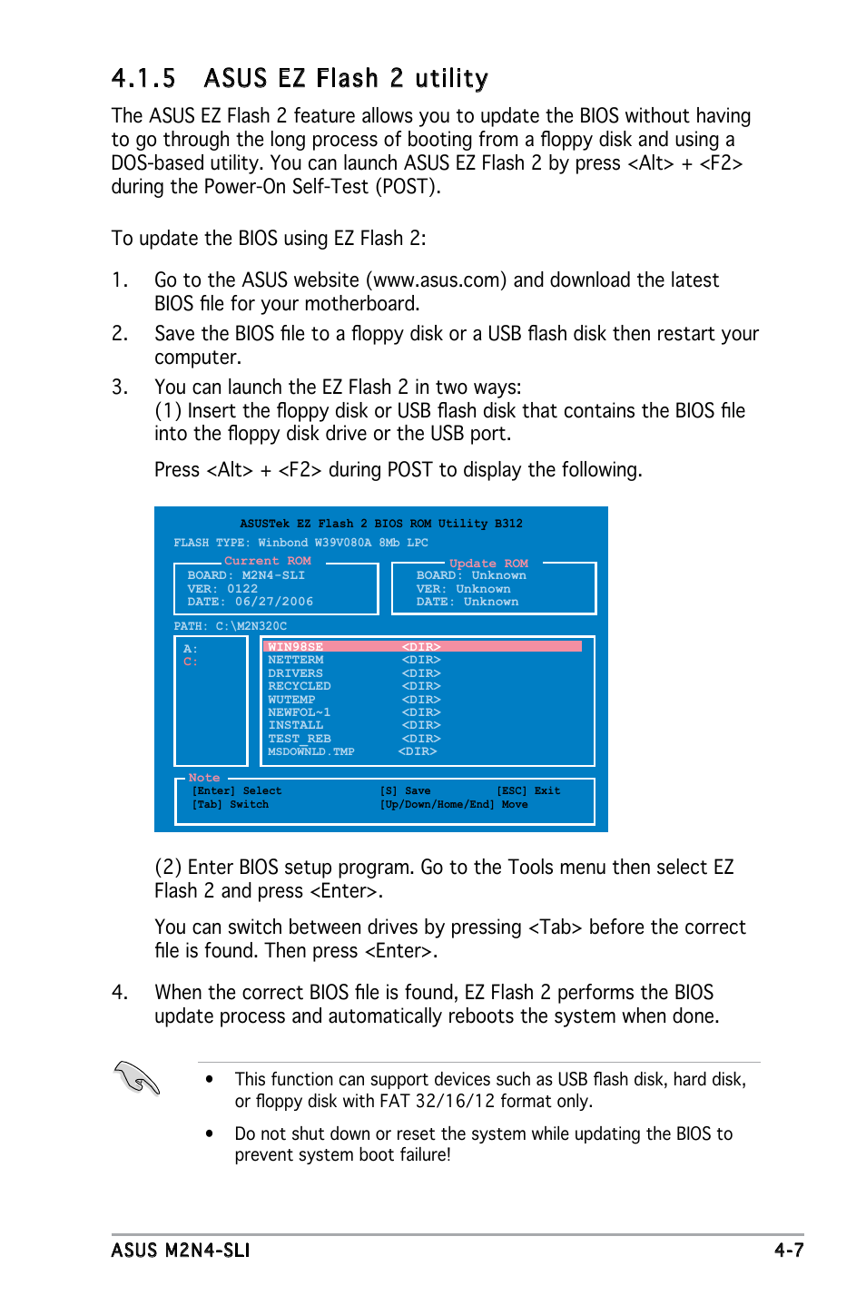 5 asus ez flash 2 utility | Asus M2N4-SLI User Manual | Page 64 / 138