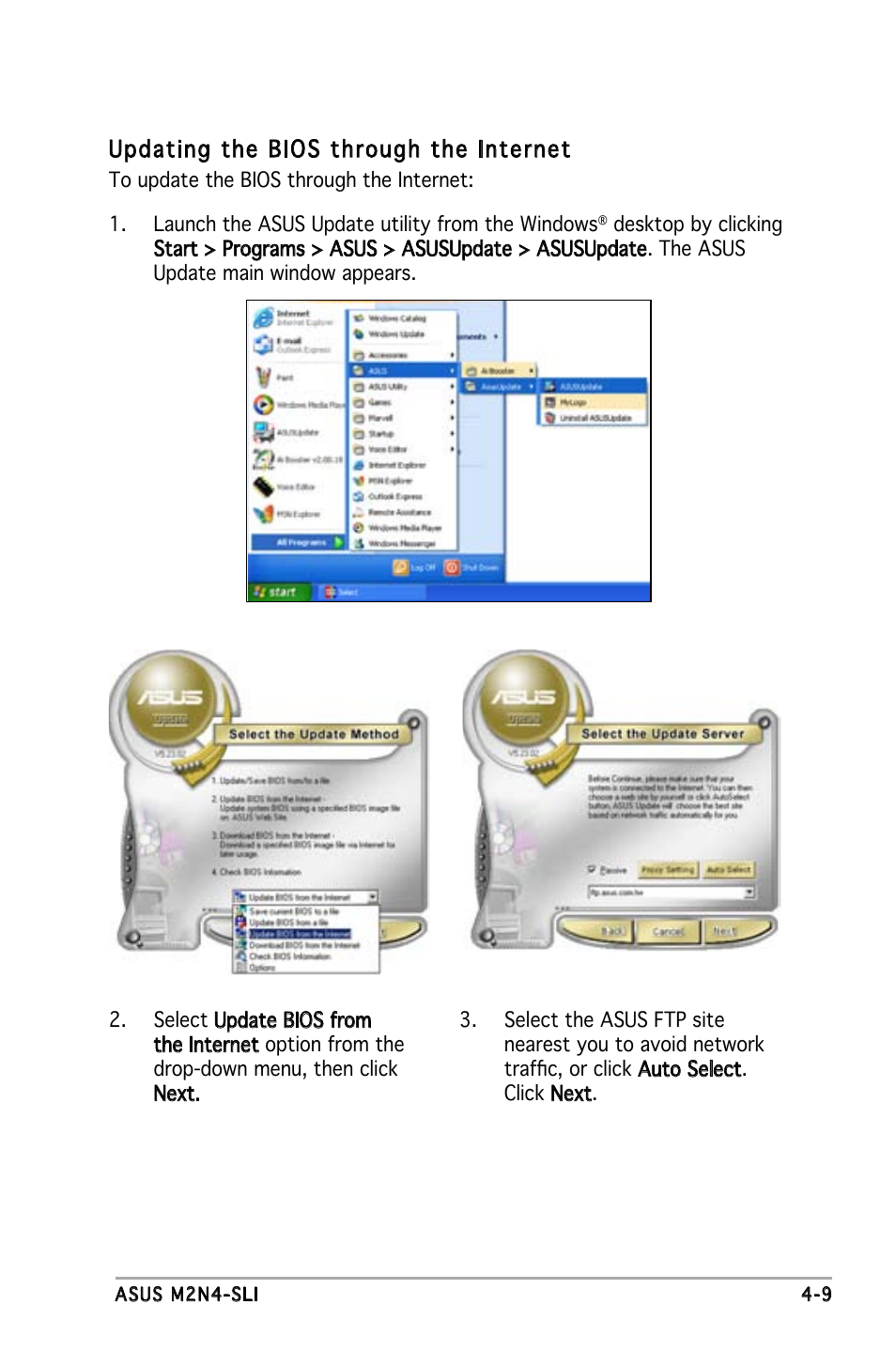 Updating the bios through the internet | Asus M2N4-SLI User Manual | Page 66 / 138