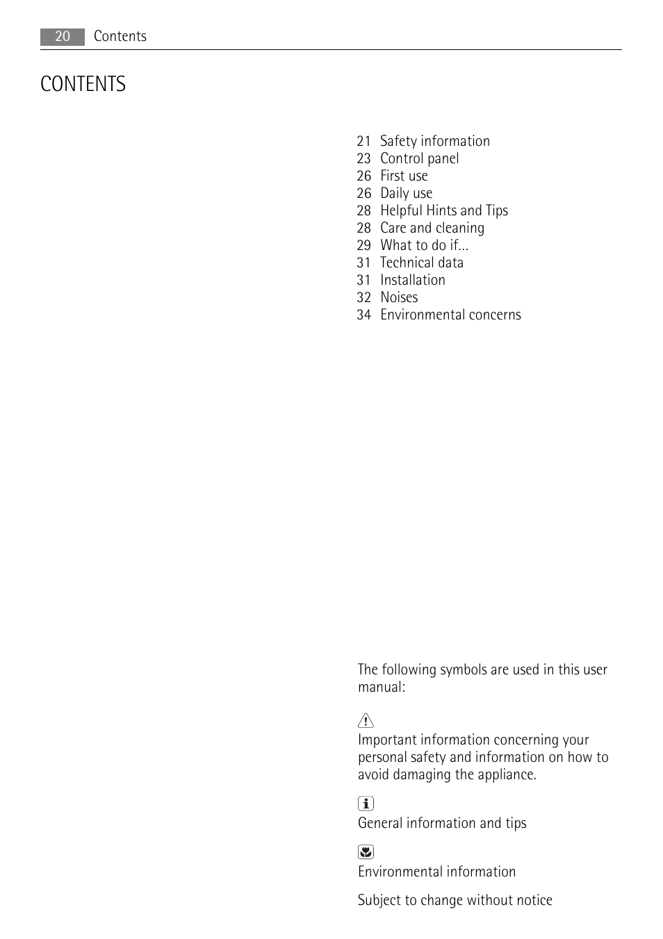 AEG S94400CTX0 User Manual | Page 20 / 104