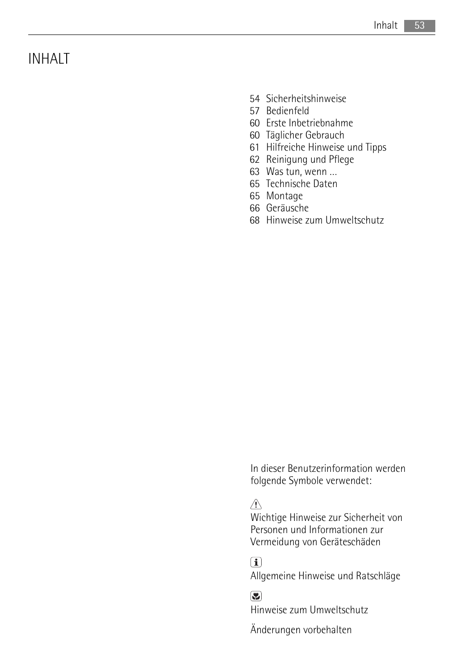 Inhalt | AEG S94400CTX0 User Manual | Page 53 / 104