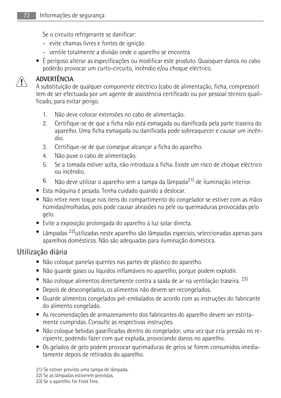 Utilização diária | AEG S94400CTX0 User Manual | Page 72 / 104