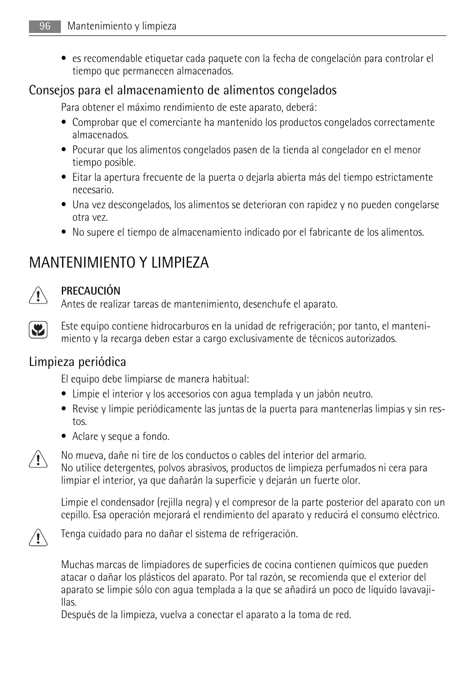 Mantenimiento y limpieza, Limpieza periódica | AEG S94400CTX0 User Manual | Page 96 / 104