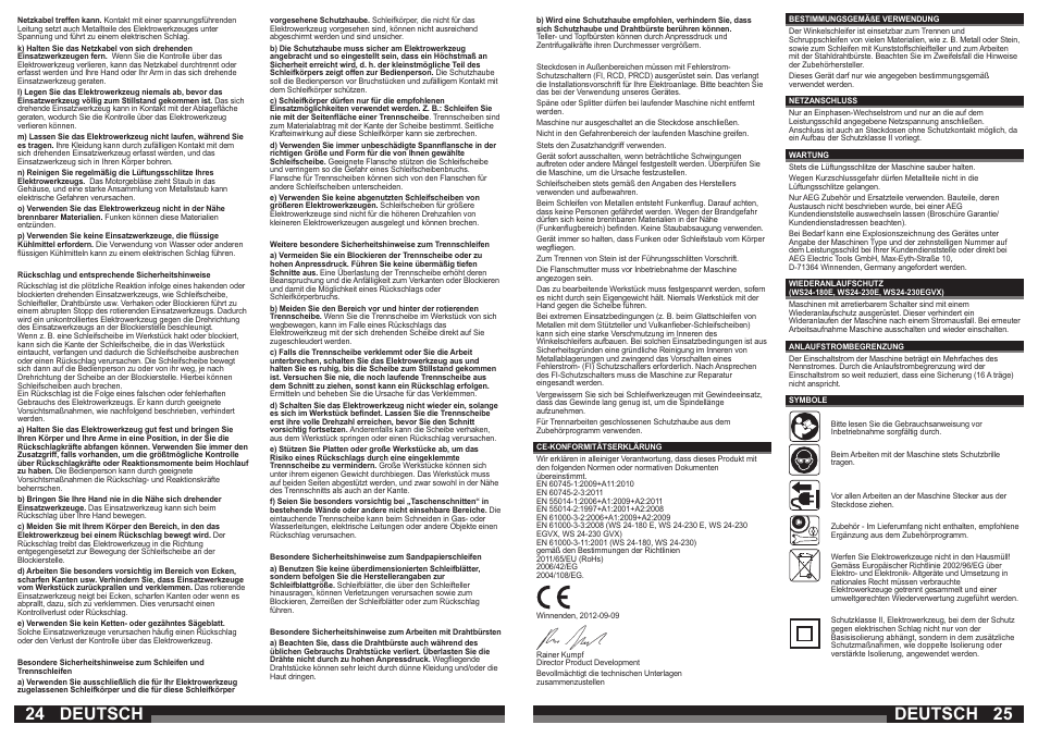 Deutsch | AEG WS 24-180 User Manual | Page 13 / 33