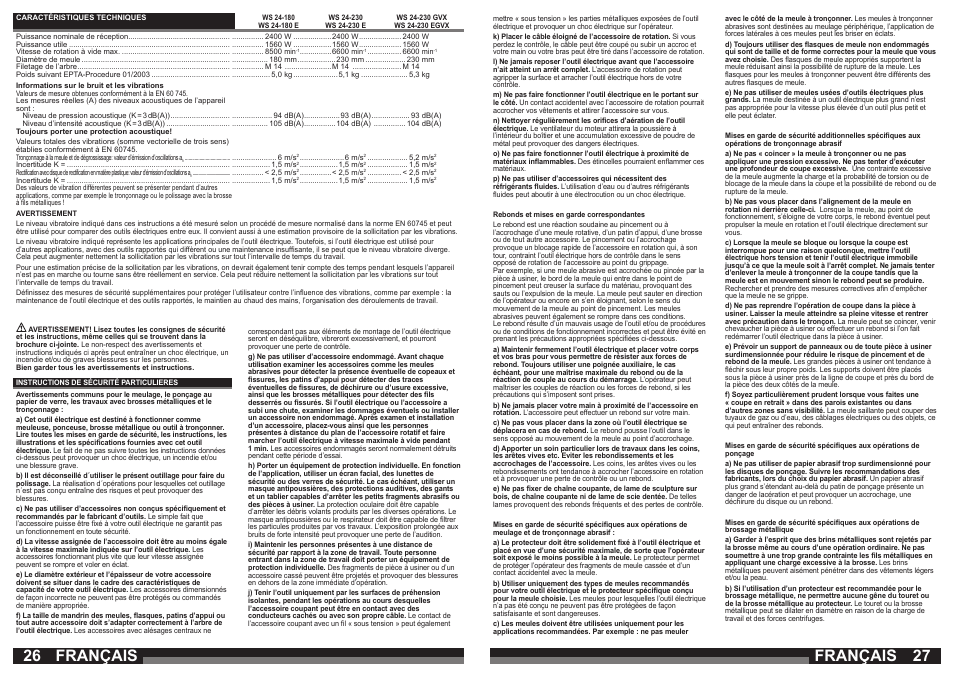 Français | AEG WS 24-180 User Manual | Page 14 / 33