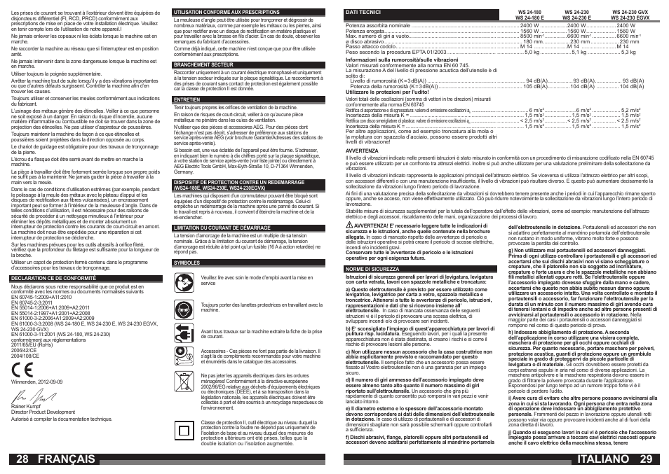Italiano français | AEG WS 24-180 User Manual | Page 15 / 33