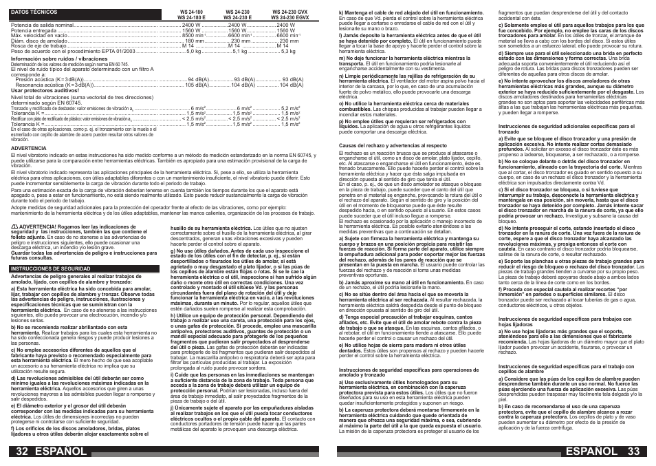 Español | AEG WS 24-180 User Manual | Page 17 / 33