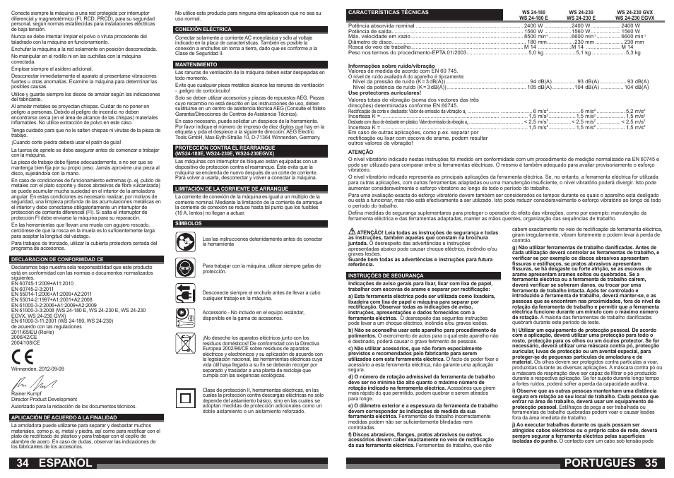 Portugues español | AEG WS 24-180 User Manual | Page 18 / 33