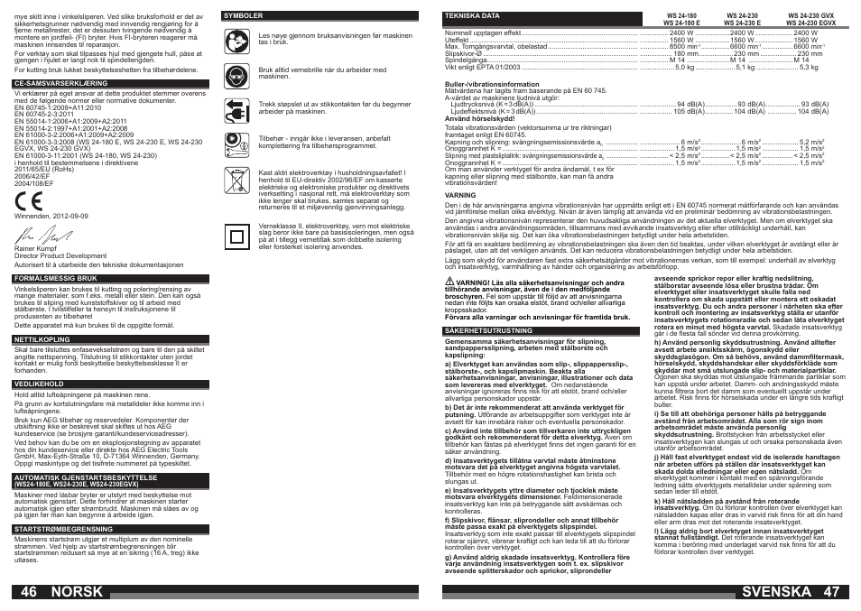 Svenska norsk | AEG WS 24-180 User Manual | Page 24 / 33