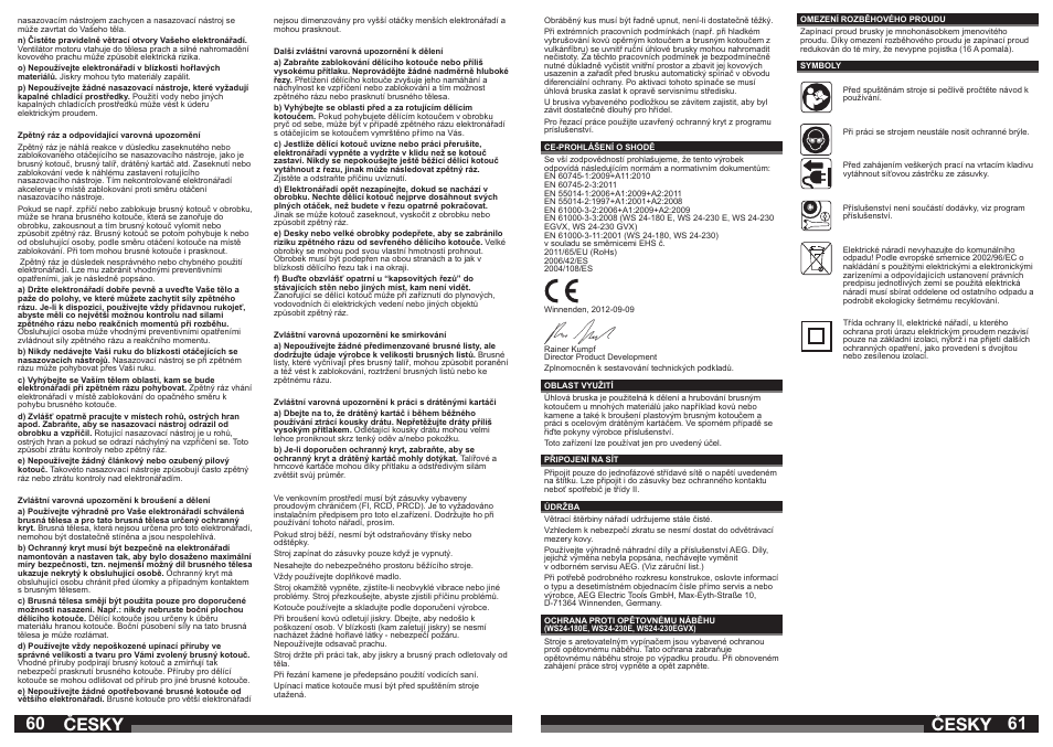 60 61 česky česky | AEG WS 24-180 User Manual | Page 31 / 33
