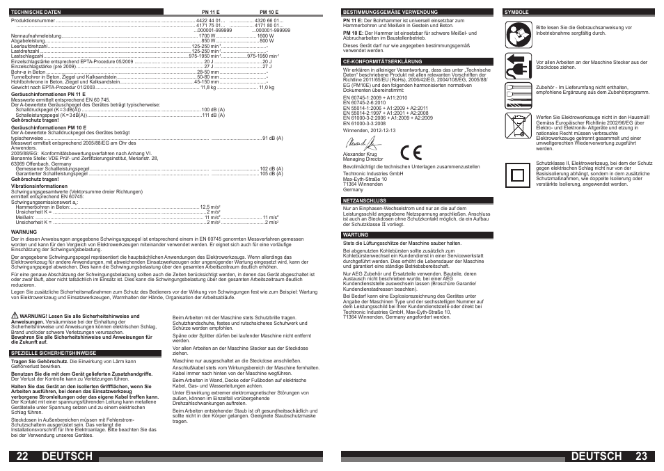 Deutsch | AEG PM 10 E User Manual | Page 12 / 41