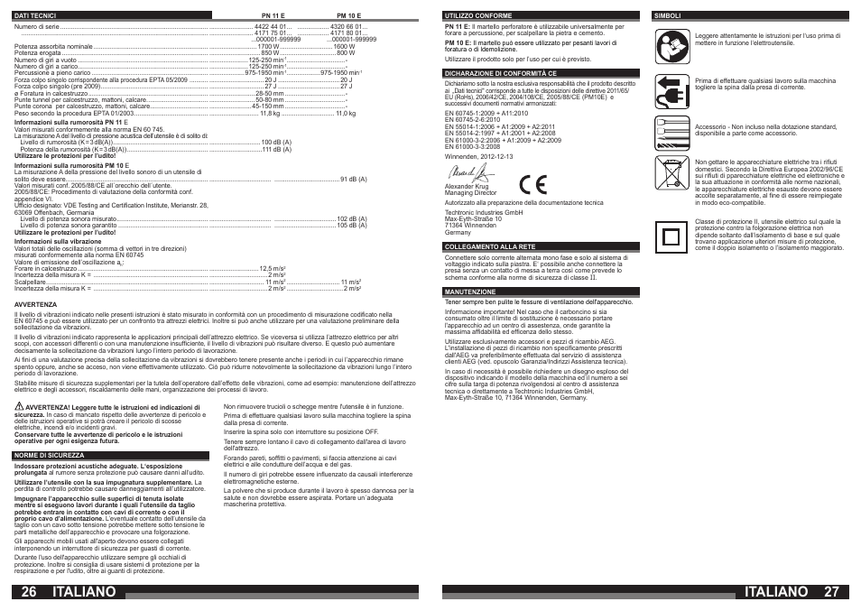 Italiano | AEG PM 10 E User Manual | Page 14 / 41