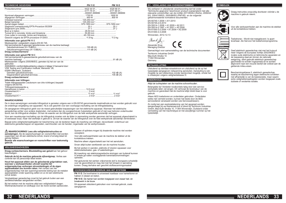 Nederlands | AEG PM 10 E User Manual | Page 17 / 41