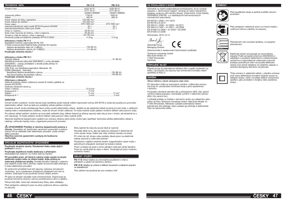 Česky | AEG PM 10 E User Manual | Page 24 / 41