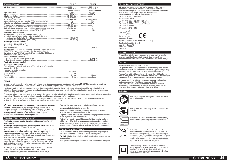 Slovensky | AEG PM 10 E User Manual | Page 25 / 41