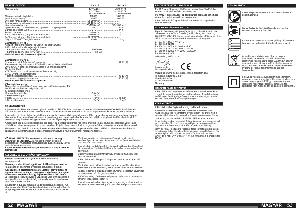 Magyar | AEG PM 10 E User Manual | Page 27 / 41