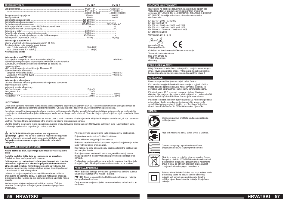 Hrvatski | AEG PM 10 E User Manual | Page 29 / 41