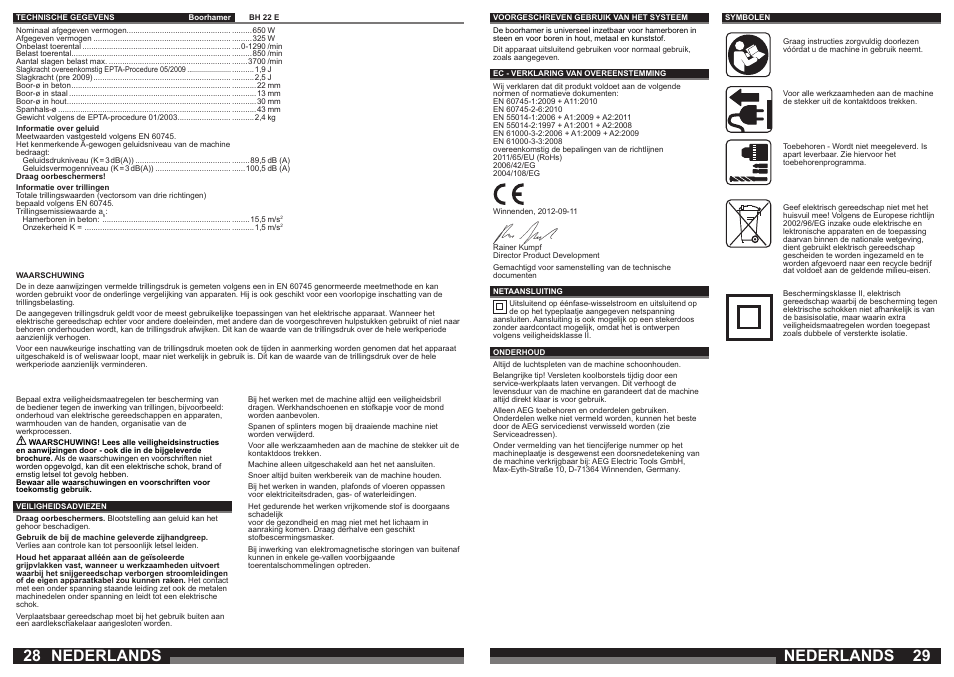 Nederlands | AEG BH 22 E User Manual | Page 15 / 37