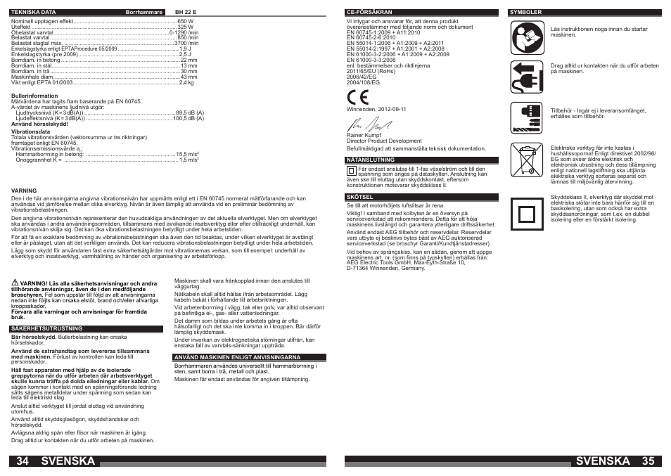 Svenska | AEG BH 22 E User Manual | Page 18 / 37
