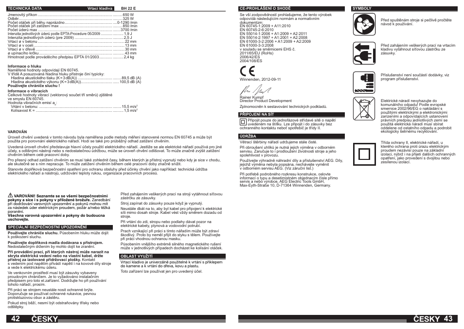 Česky | AEG BH 22 E User Manual | Page 22 / 37