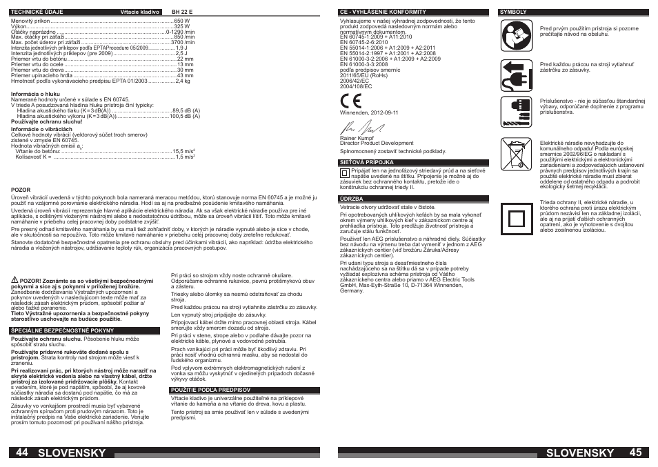 Slovensky | AEG BH 22 E User Manual | Page 23 / 37