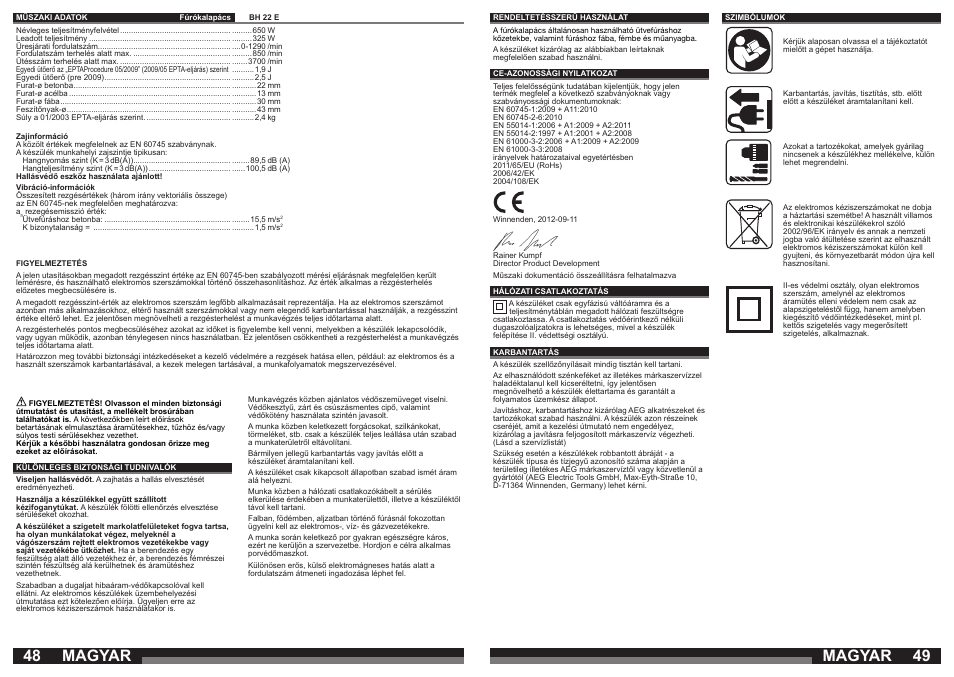 Magyar | AEG BH 22 E User Manual | Page 25 / 37