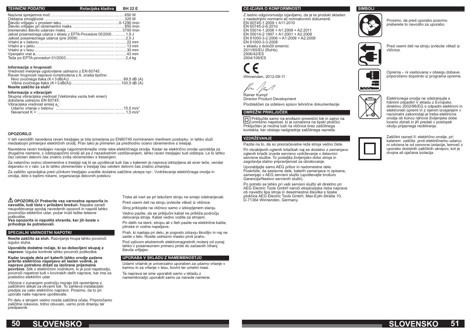 Slovensko | AEG BH 22 E User Manual | Page 26 / 37