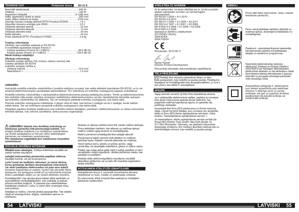 Latviski | AEG BH 22 E User Manual | Page 28 / 37