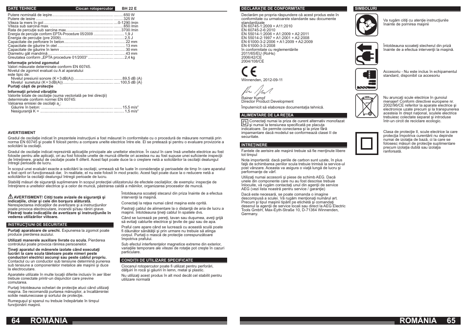 România | AEG BH 22 E User Manual | Page 33 / 37