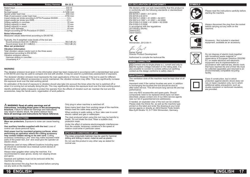 English | AEG BH 22 E User Manual | Page 9 / 37