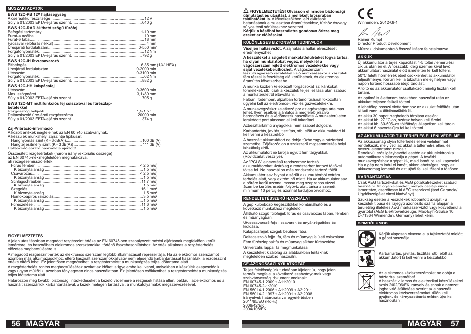 Magyar | AEG BWS 12C User Manual | Page 29 / 41