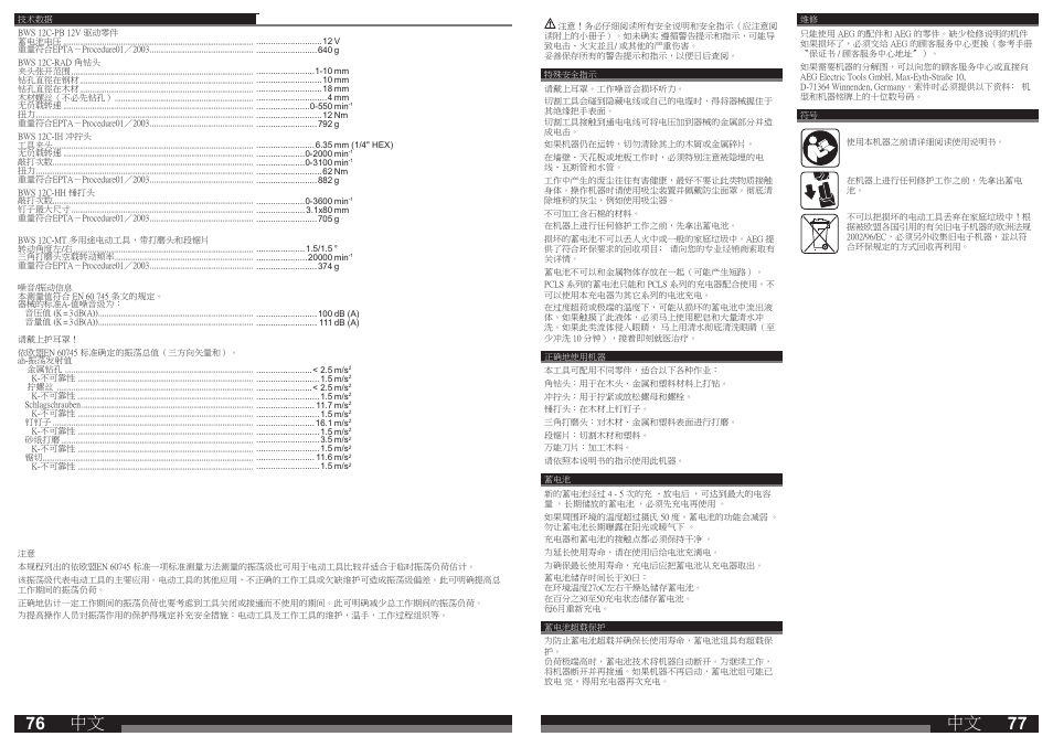 AEG BWS 12C User Manual | Page 39 / 41