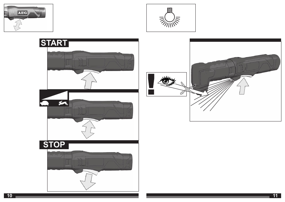 Start stop | AEG BWS 12C User Manual | Page 6 / 41