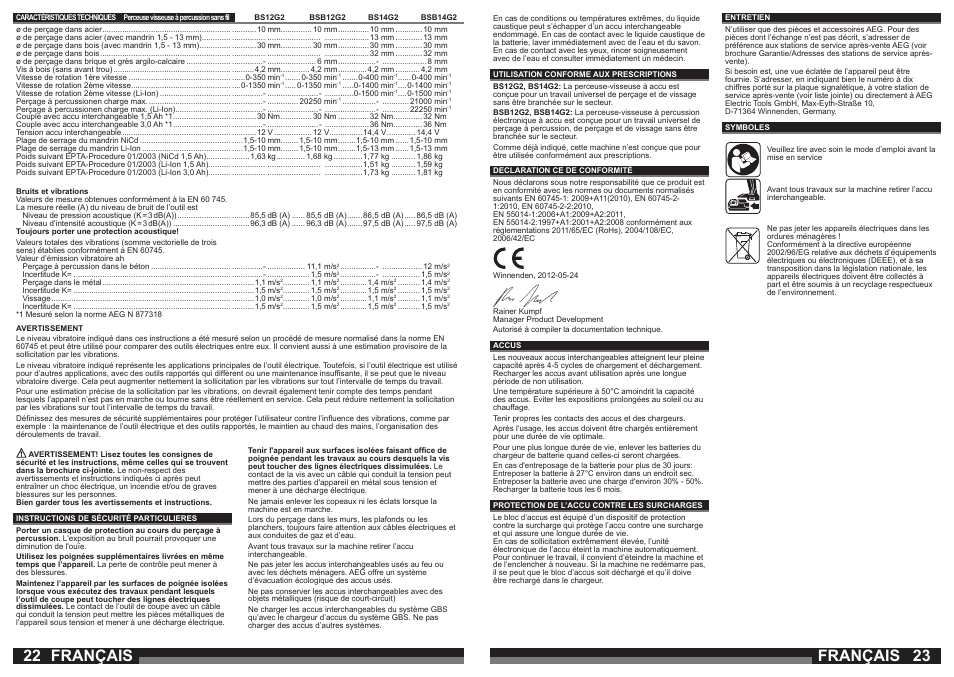 Français | AEG BSB 14 G User Manual | Page 12 / 37