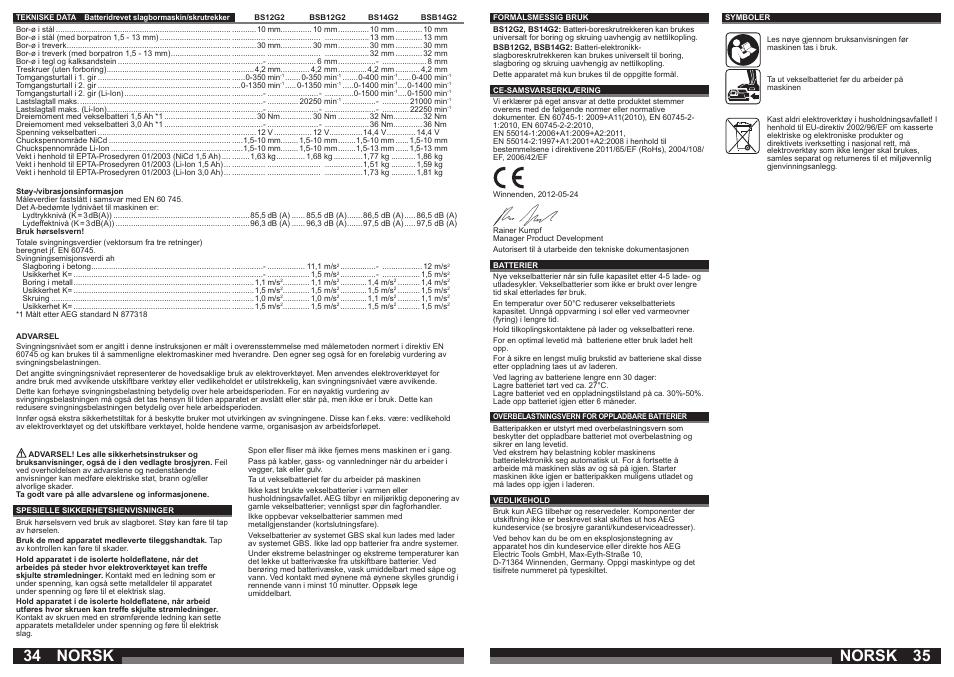 Norsk | AEG BSB 14 G User Manual | Page 18 / 37