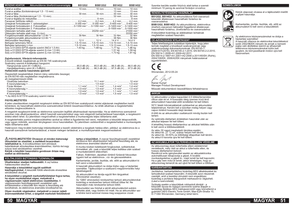 Magyar | AEG BSB 14 G User Manual | Page 26 / 37