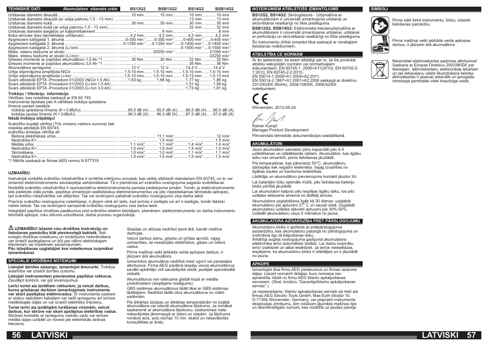 Latviski | AEG BSB 14 G User Manual | Page 29 / 37