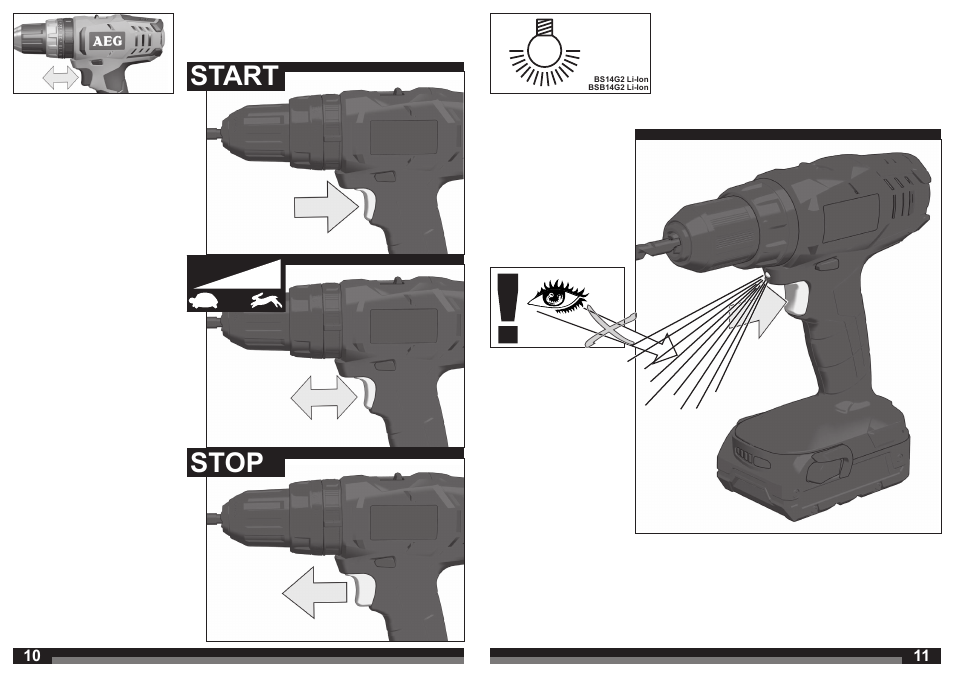 Start stop | AEG BSB 14 G User Manual | Page 6 / 37