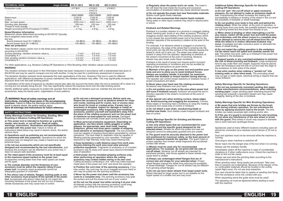 English | AEG WS 21-230 E User Manual | Page 10 / 31