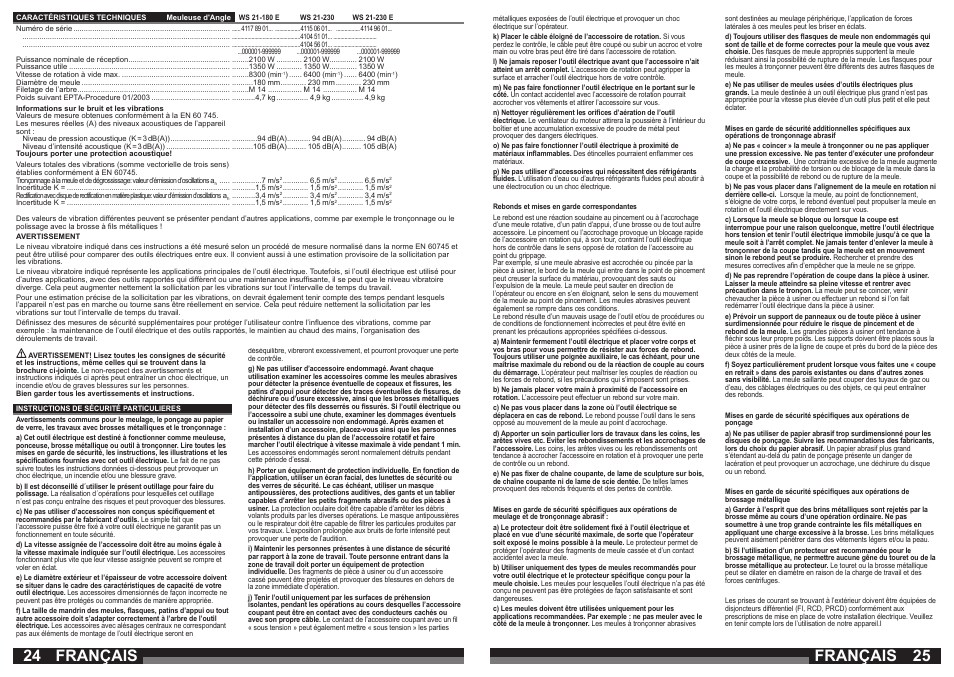 Français | AEG WS 21-230 E User Manual | Page 13 / 31
