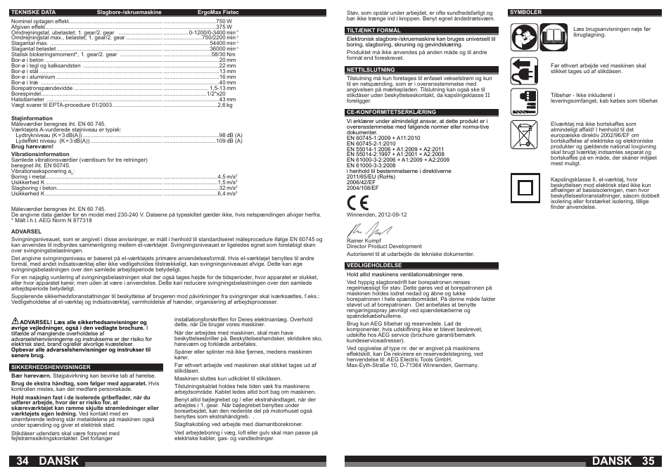 Dansk | AEG ERGOMAX User Manual | Page 18 / 39