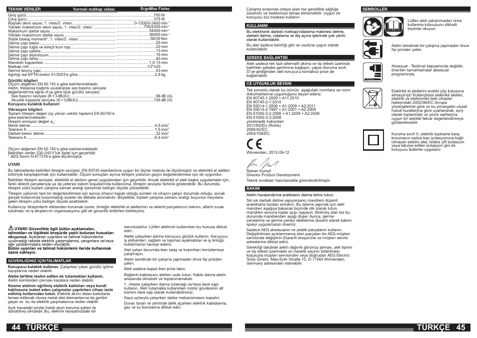 Türkçe | AEG ERGOMAX User Manual | Page 23 / 39