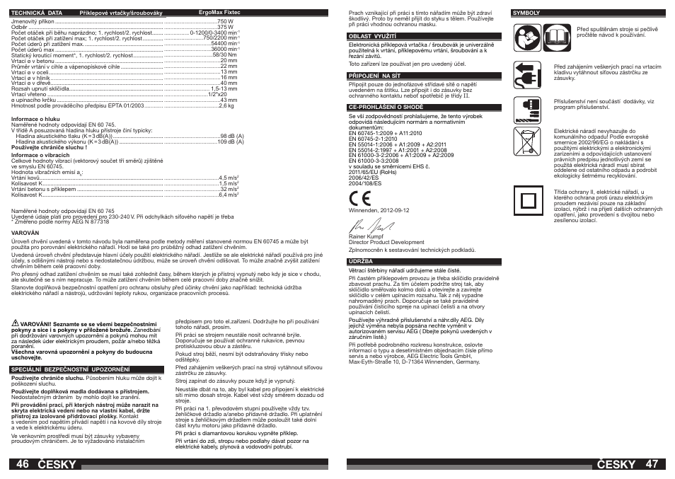 Česky | AEG ERGOMAX User Manual | Page 24 / 39