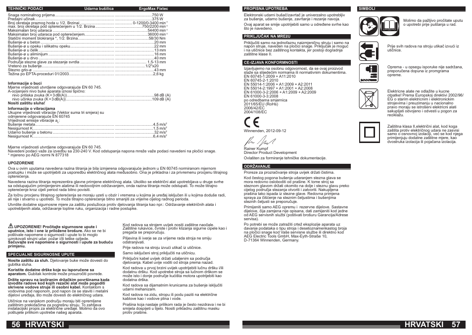 Hrvatski | AEG ERGOMAX User Manual | Page 29 / 39